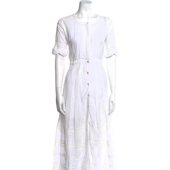 LOVESHACKFANCY Edie Cotton Maxi Dress White S - Picture 4 of 7